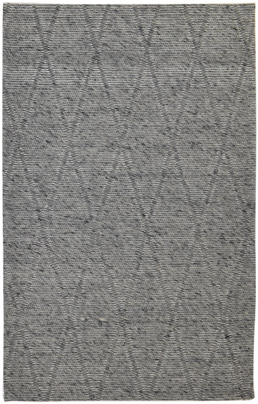 5X8 Rug Wool Charcoal Modern Hand Woven Scandinavian Diamond Room Size Carpet 