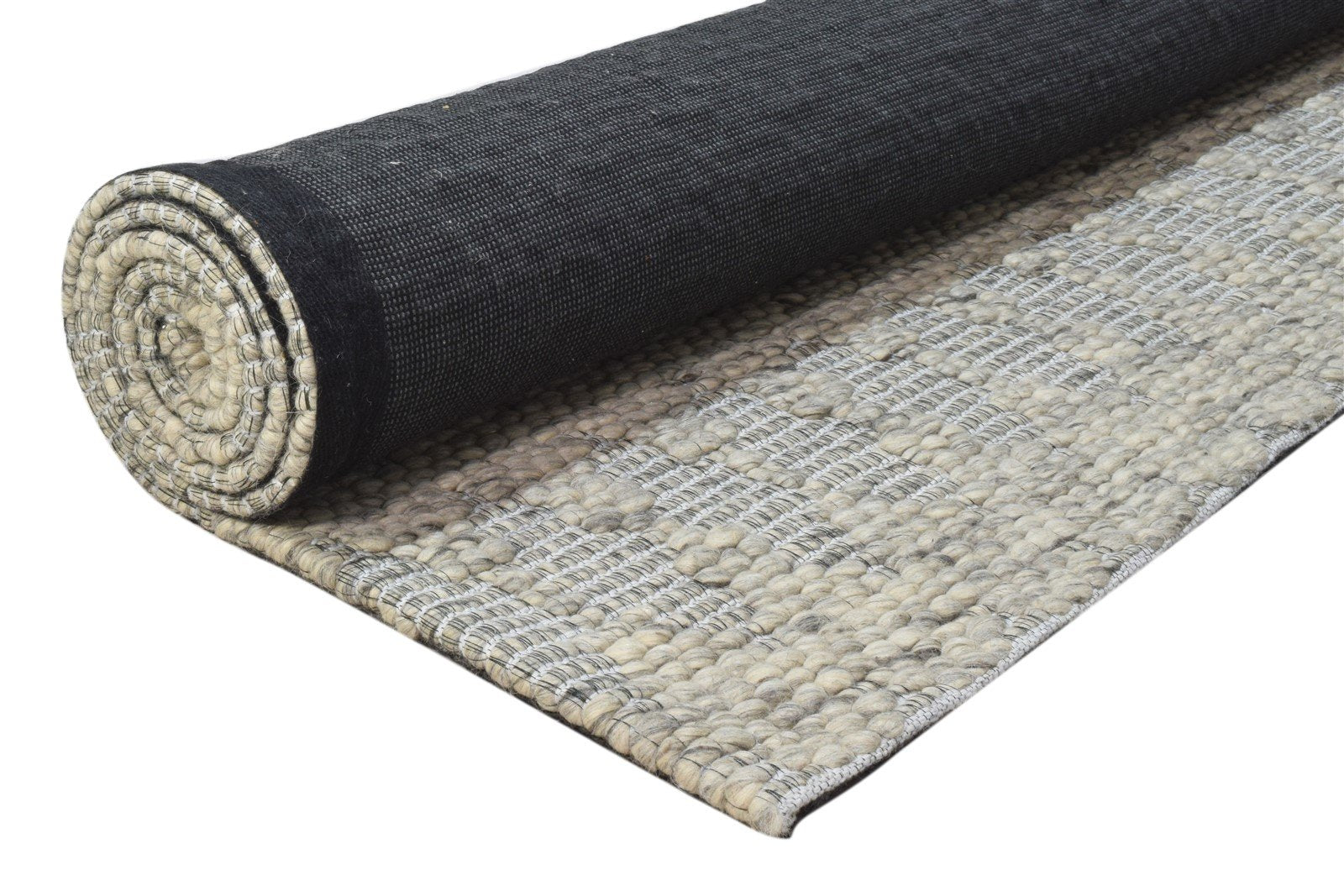 5' X 8' Rug Wool Grey Modern Hand Woven Scandinavian Striped Room Size Carpet 