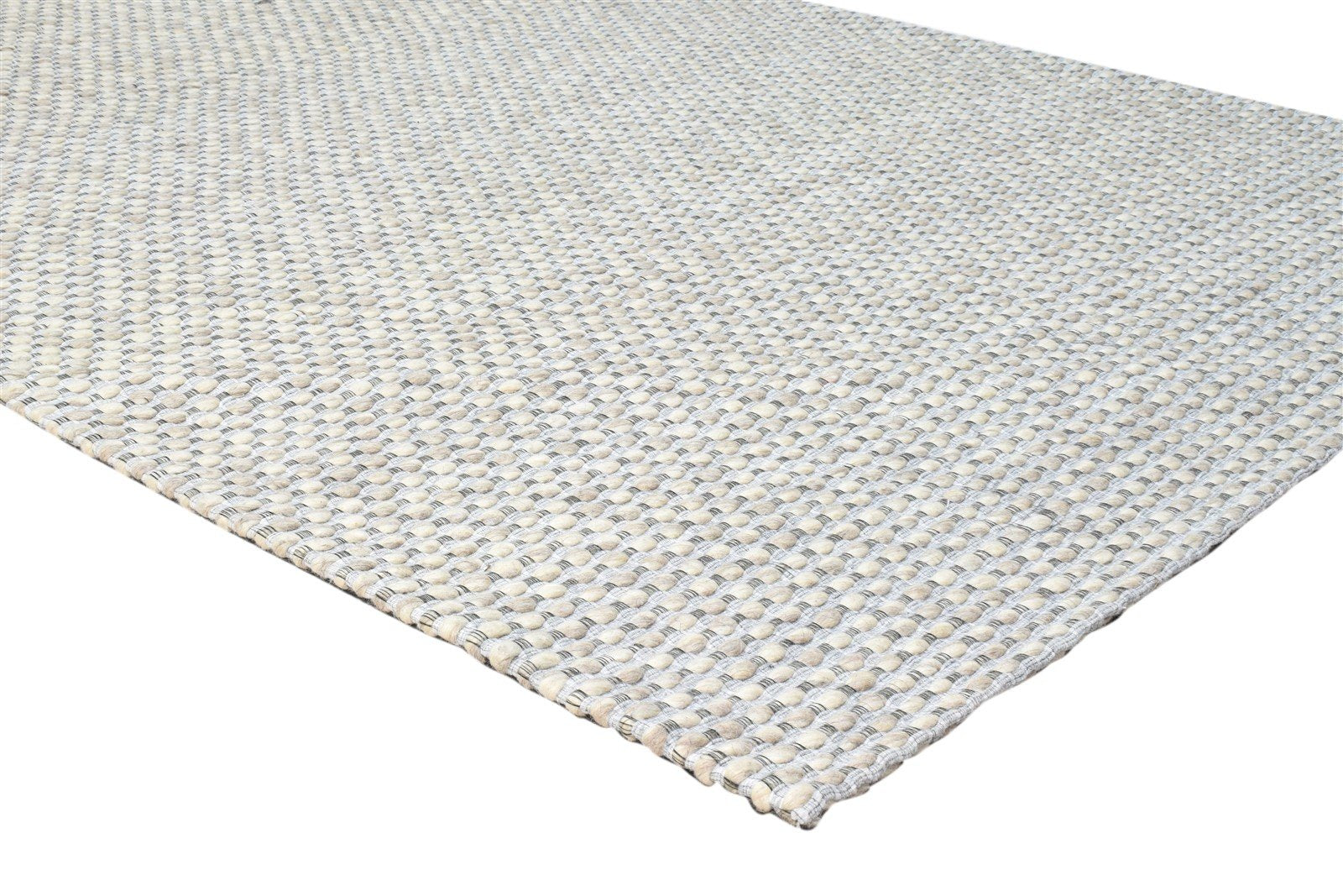 Grey Wool Rug 5' X 8' Modern Hand Woven Scandinavian Striped Room Size Carpet 