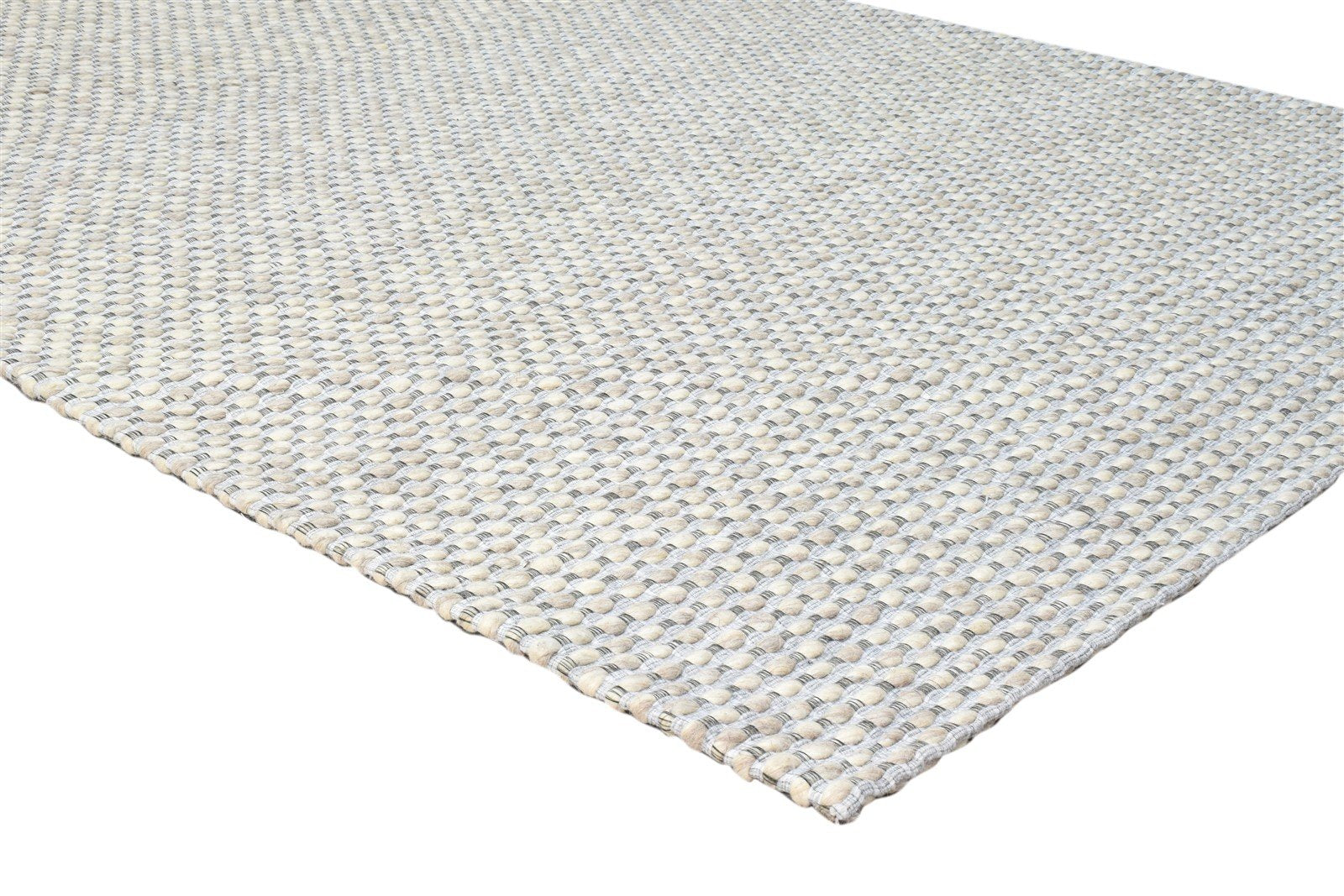 Grey Wool Rug 5' X 8' Modern Hand Woven Scandinavian Striped Room Size Carpet 