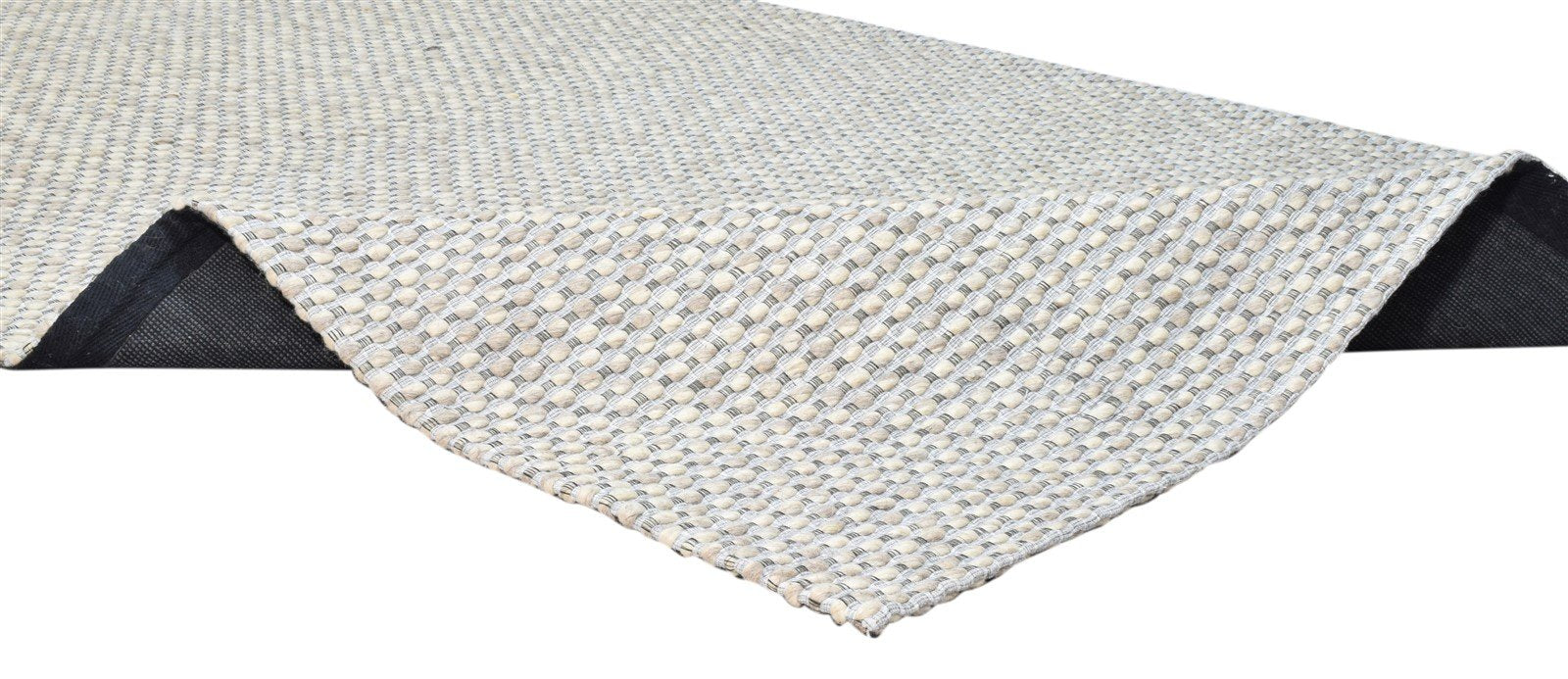 Grey Wool Rug 5' X 8' Modern Hand Woven Scandinavian Striped Room Size Carpet 