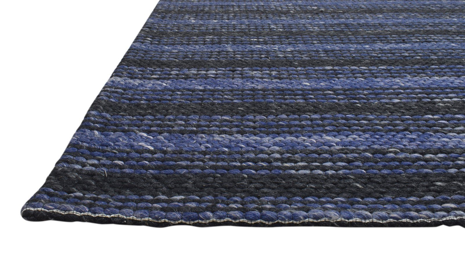 5' X 8' Rug Wool Blue Modern Hand Woven Scandinavian Striped Room Size Carpet