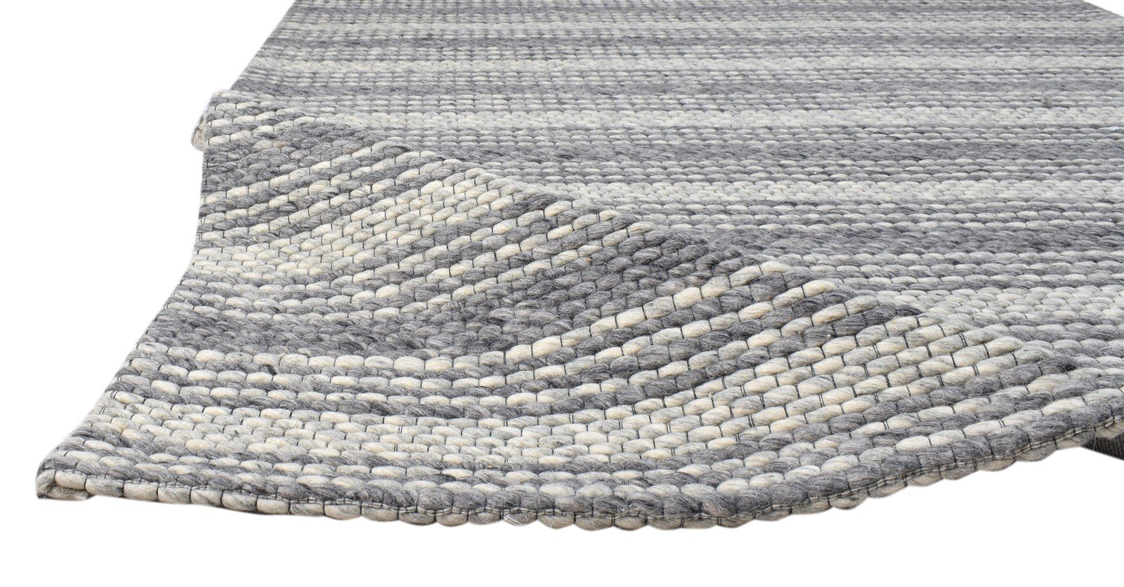 Hand Woven Grey Wool Rug 5' X 8' Modern Scandinavian Striped Room Size Carpet 