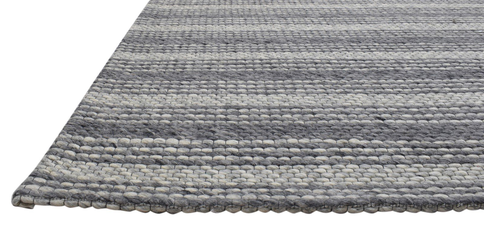 Hand Woven Grey Wool Rug 5' X 8' Modern Scandinavian Striped Room Size Carpet