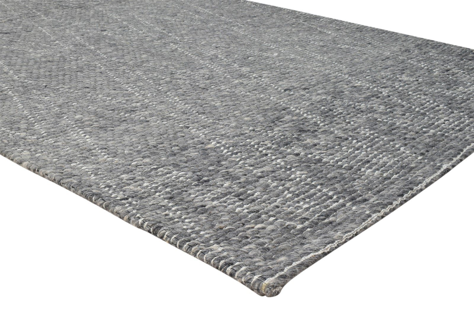 Charcoal Wool Rug 5X8 Modern Hand Woven Scandinavian Diamond Room Size Carpet 