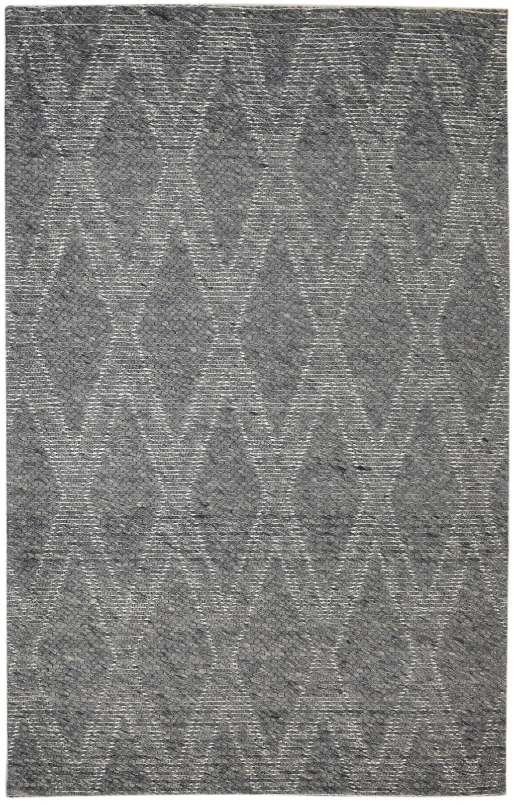 Charcoal Wool Rug 5X8 Modern Hand Woven Scandinavian Diamond Room Size Carpet