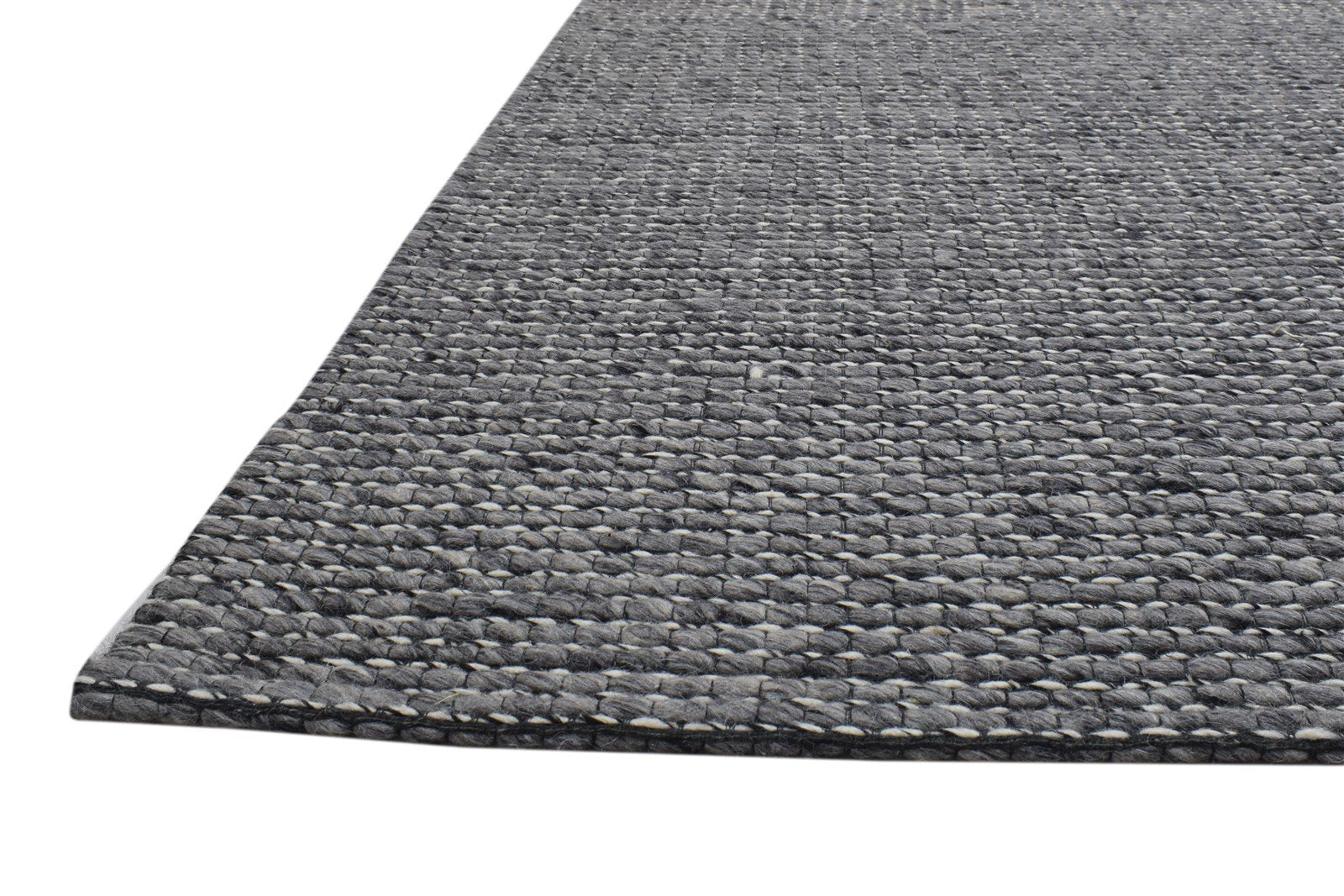 Wool Charcoal Rug 5X8 Modern Hand Woven Scandinavian Striped Room Size Carpet 