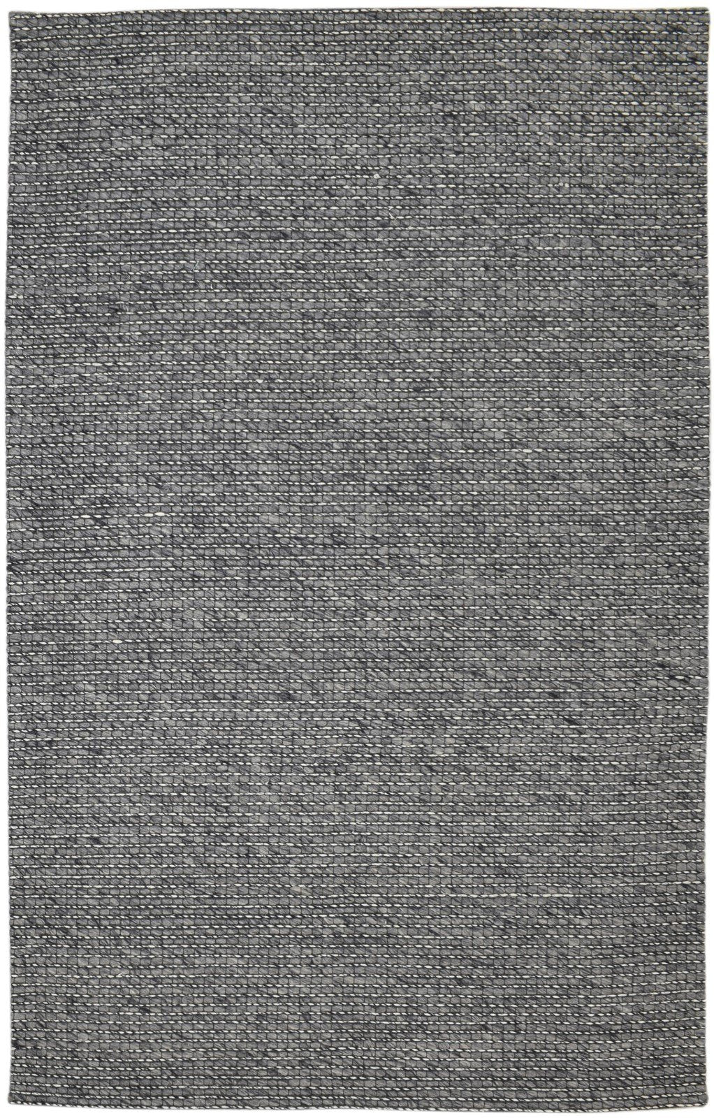 Wool Charcoal Rug 5X8 Modern Hand Woven Scandinavian Striped Room Size Carpet