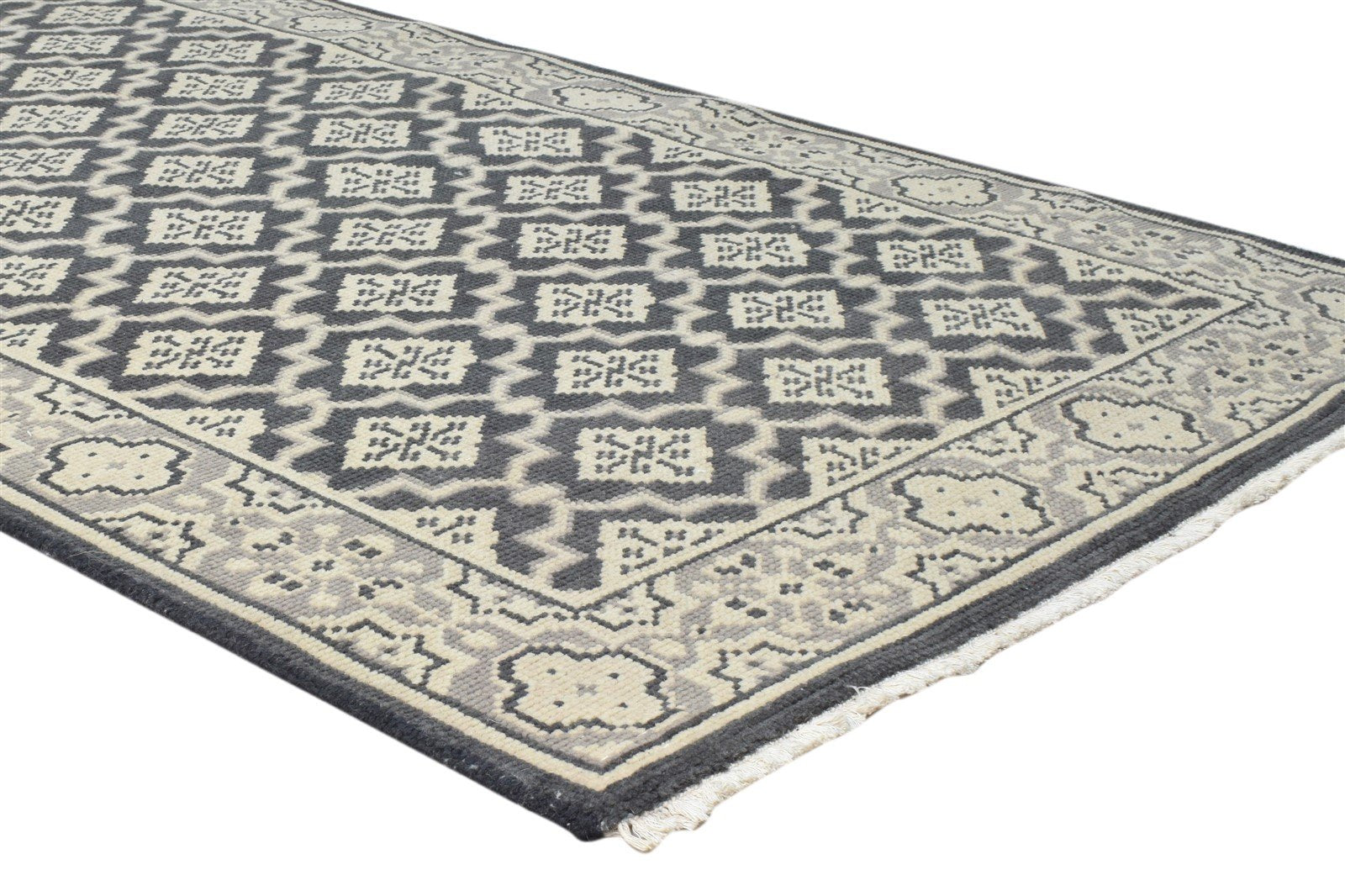 Hand Knotted Black Wool Rug 4' X 6' Persian Oriental Trellis Room Size Carpet 