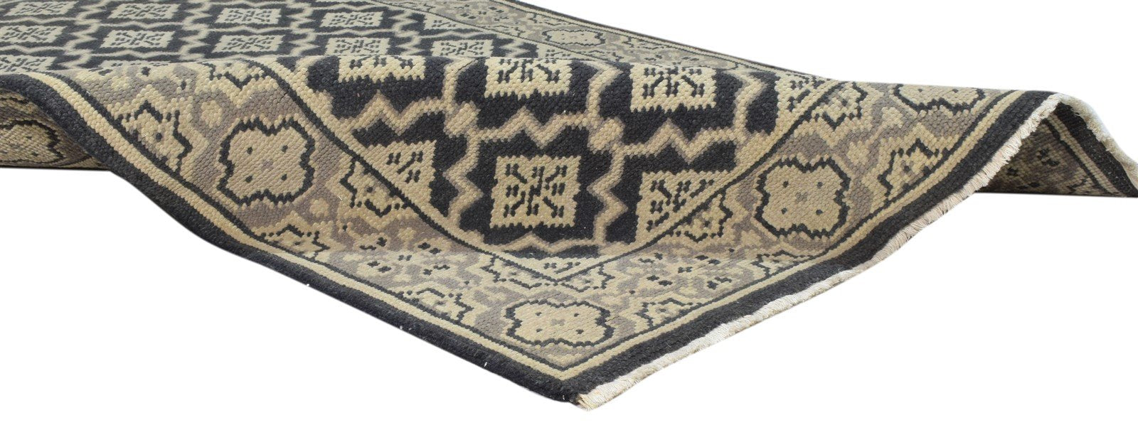 Black Wool Rug 4' X 6' Persian Hand Knotted Oriental Trellis Room Size Carpet 