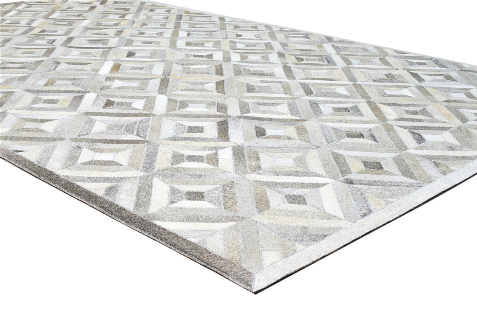 Leather Grey Rug 6' X 9' Modern Hand Woven Scandinavian Diamond Room Size Carpet 