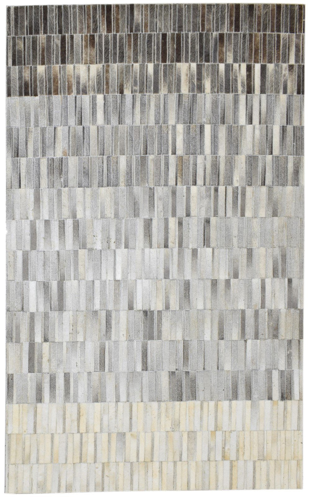 Grey Leather Rug 5X8 Modern Hand Woven Scandinavian Abstract Room Size Carpet 