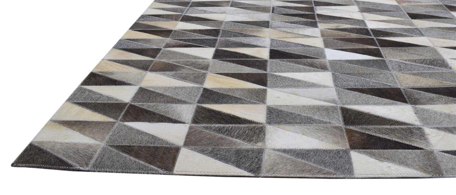 Leather Charcoal Rug 5X8 Modern Hand Woven Scandinavian Triangles Room Size 