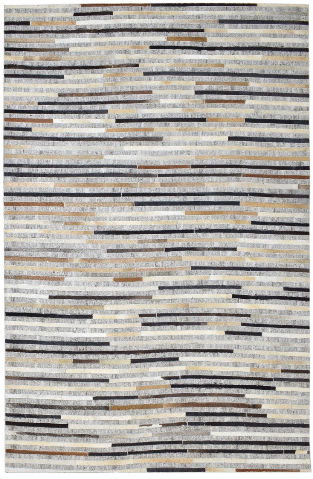 5' X 8' Rug Leather Grey Modern Hand Woven Scandinavian Striped Room Size Carpet 