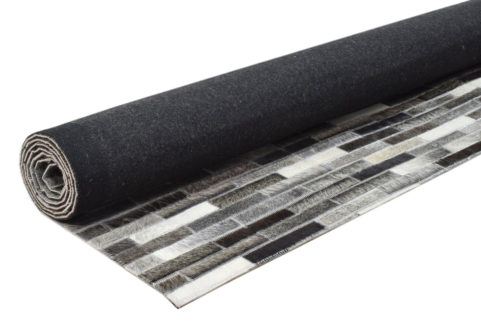 5X7 Rug Leather Charcoal Modern Hand Woven Scandinavian Striped Room Size Carpet 