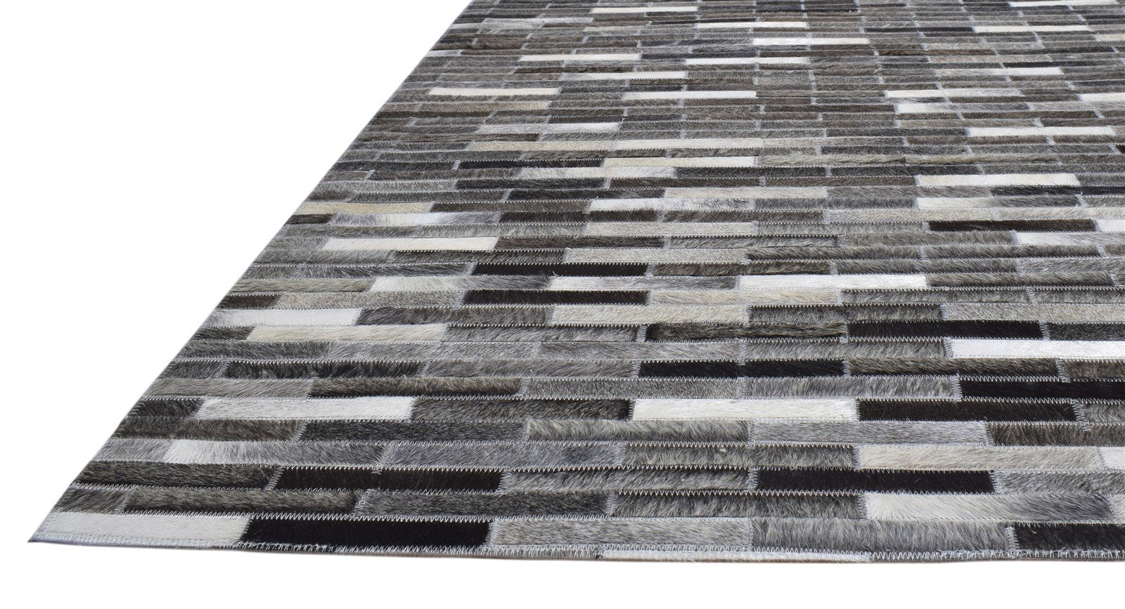 5X7 Rug Leather Charcoal Modern Hand Woven Scandinavian Striped Room Size Carpet