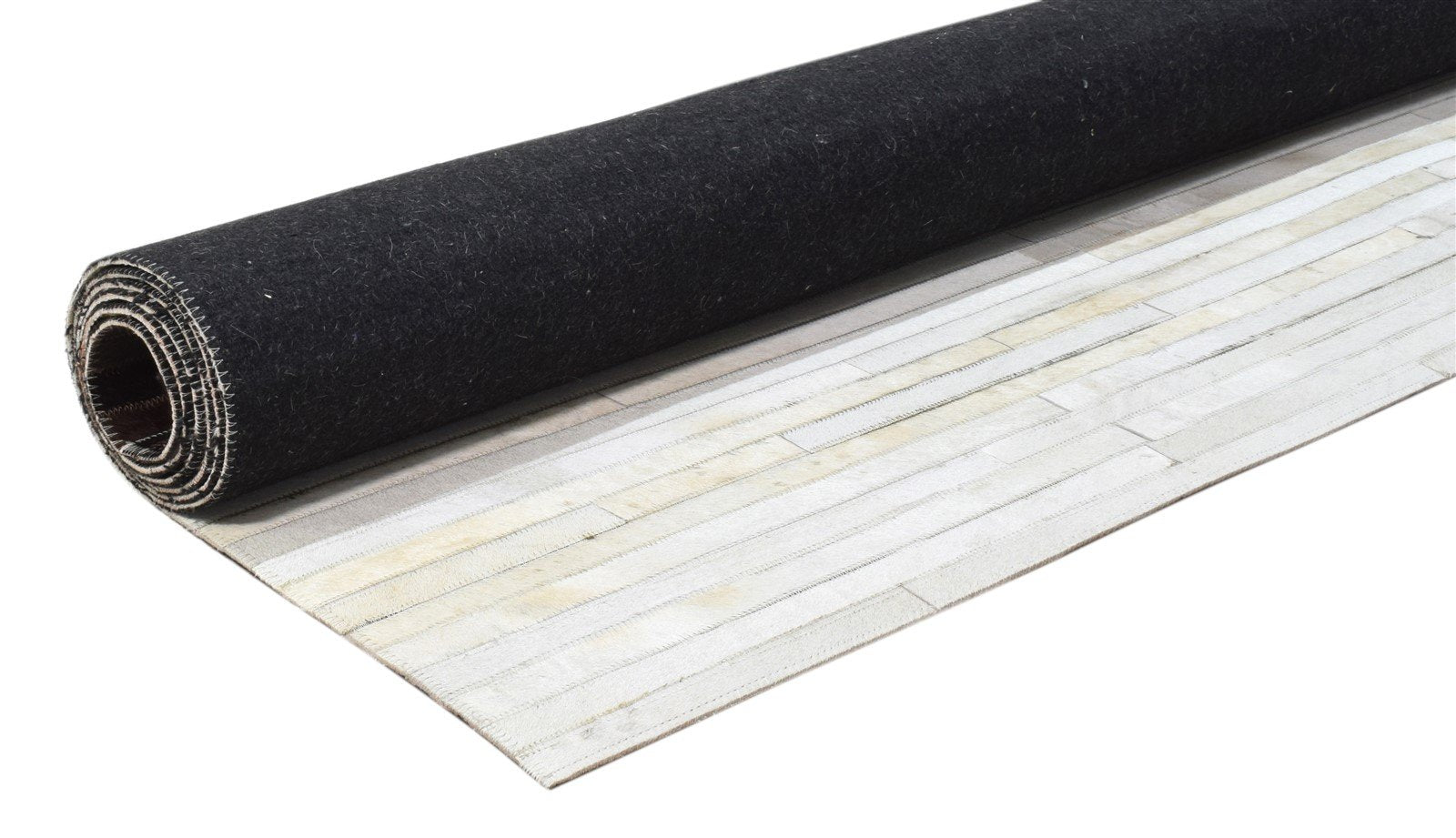 Hand Woven Grey Leather Rug 5' X 8' Modern Scandinavian Striped Room Size Carpet  Area Rug 