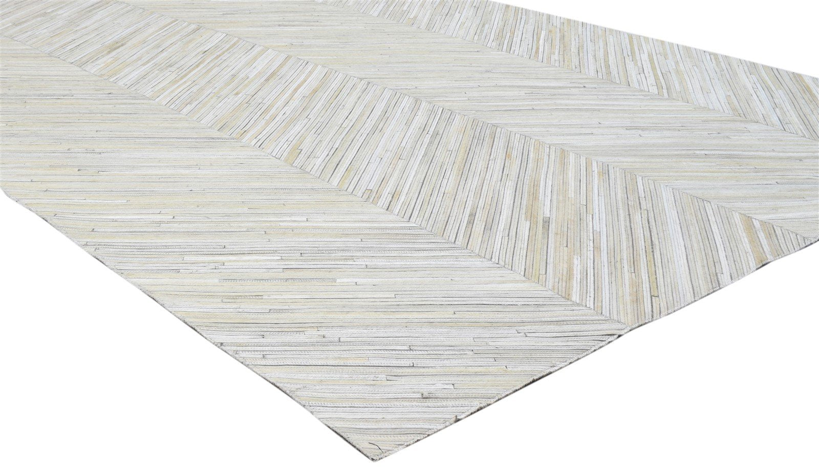 5' X 8' Rug Leather Ivory Modern Hand Woven French Chevron Room Size Carpet 