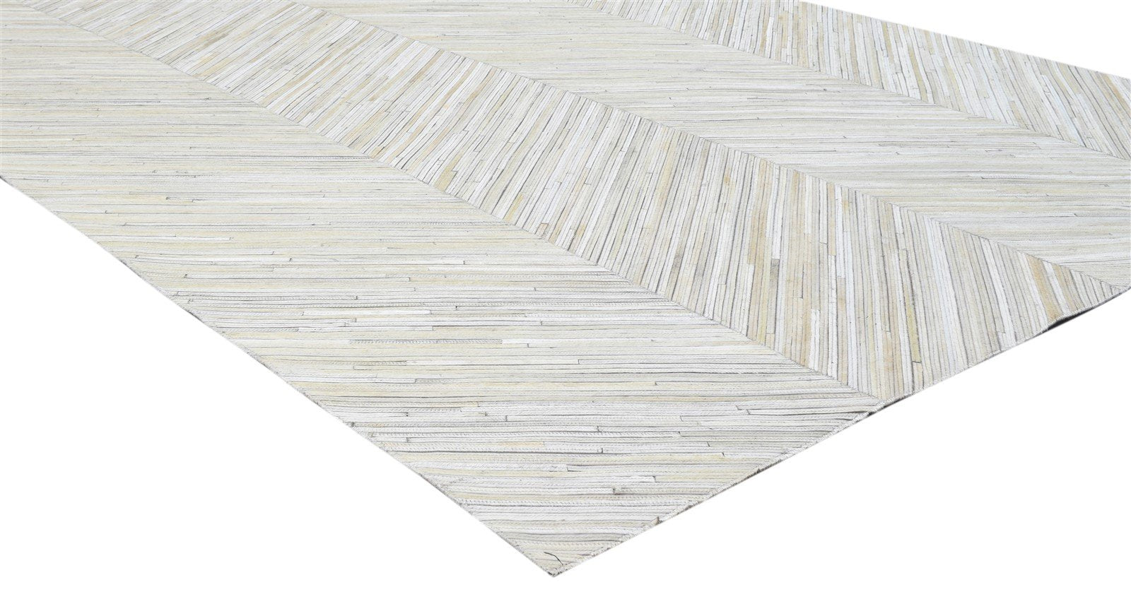 5' X 8' Rug Leather Ivory Modern Hand Woven French Chevron Room Size Carpet 