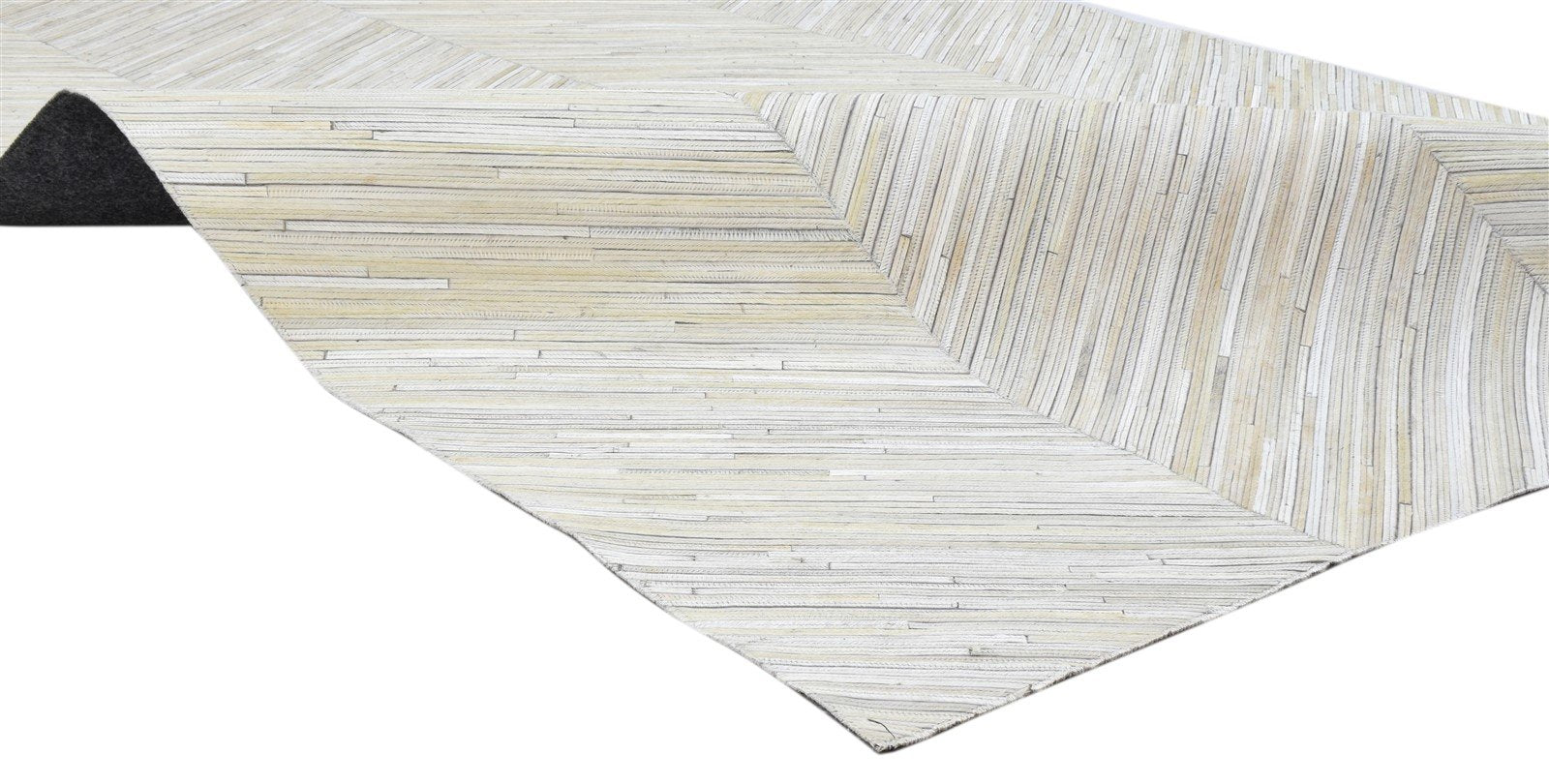 5' X 8' Rug Leather Ivory Modern Hand Woven French Chevron Room Size Carpet 