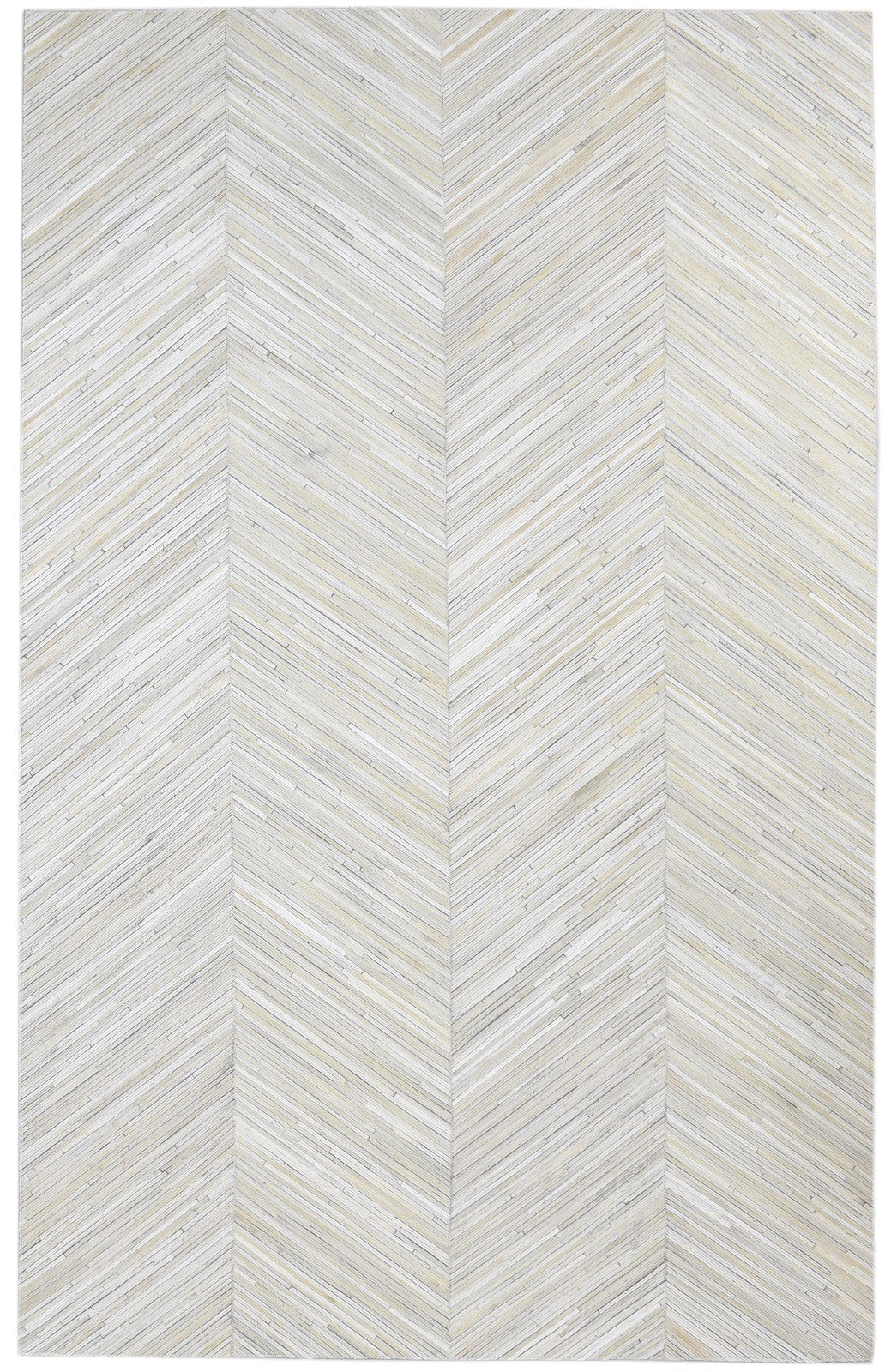 5' X 8' Rug Leather Ivory Modern Hand Woven French Chevron Room Size Carpet 