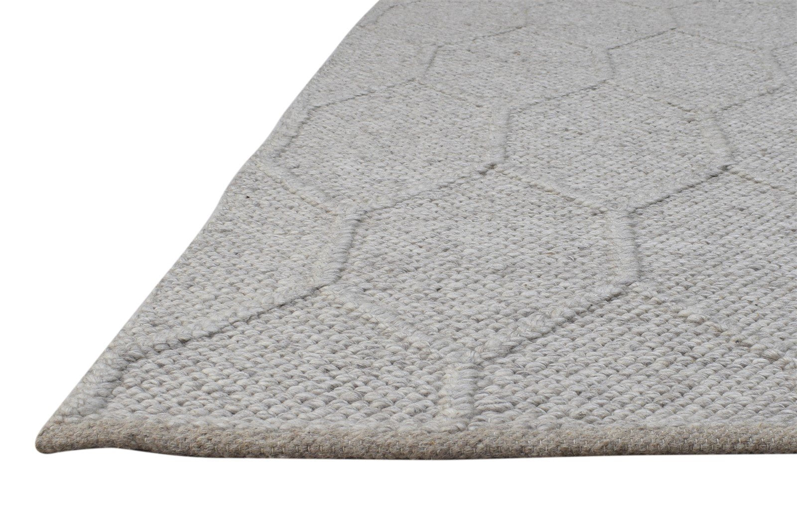 7X10 Rug New Zealand Wool Grey Modern Hand Woven Scandinavian Trellis Large   7864780456085