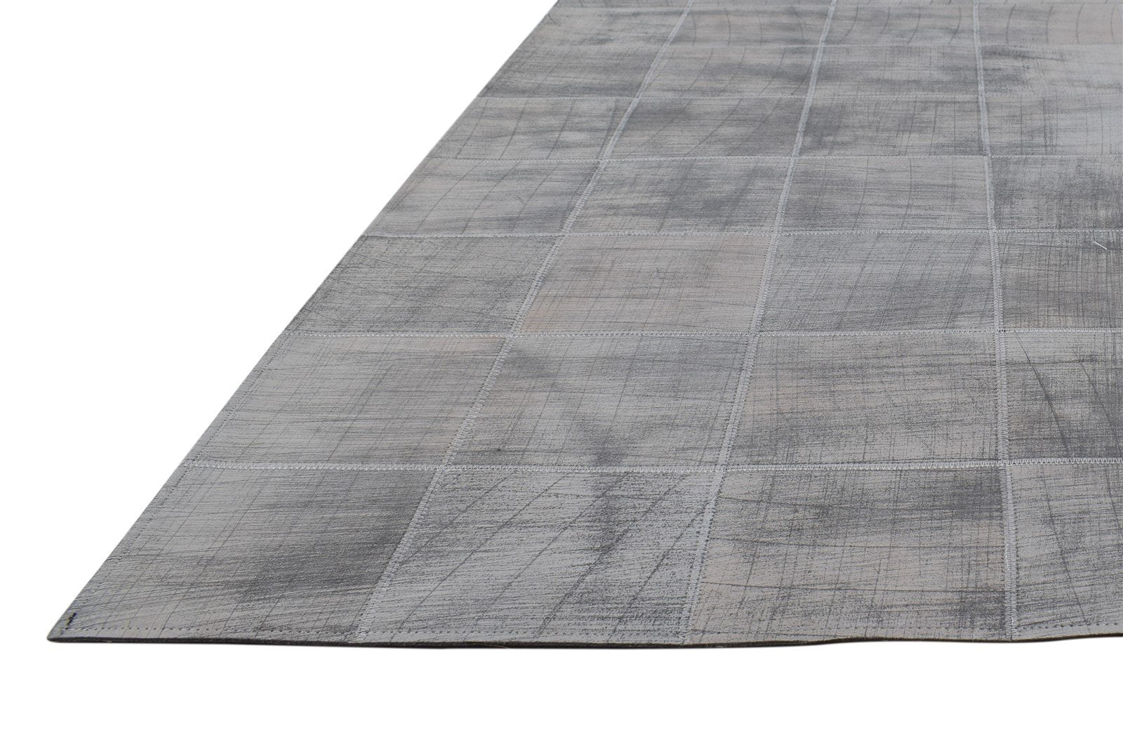 8' X 10' Rug Leather Grey Modern Hand Woven Scandinavian Bordered Large Carpet   7864783667349