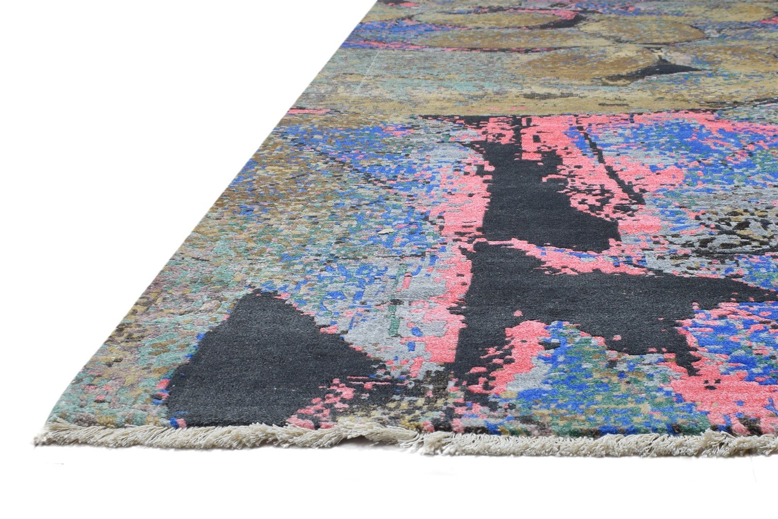 8' X 10' Rug Silk Blue Modern Hand Knotted Indian Abstract Large Carpet   7864324784277