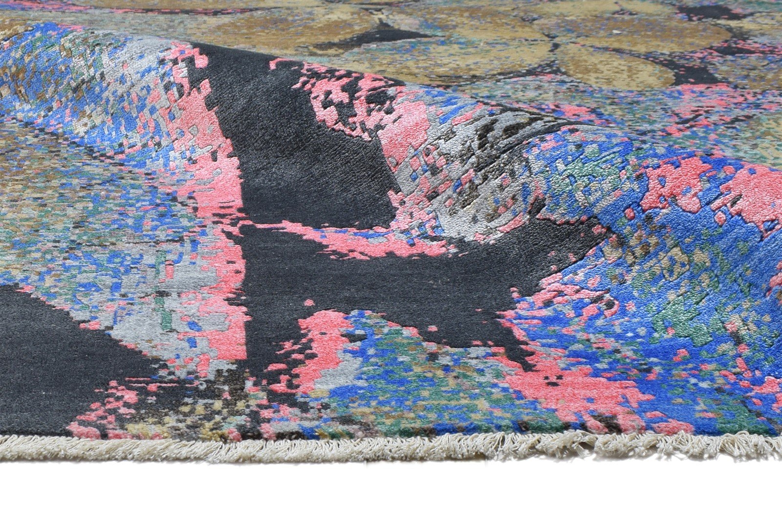 8' X 10' Rug Silk Blue Modern Hand Knotted Indian Abstract Large Carpet   7864324784277