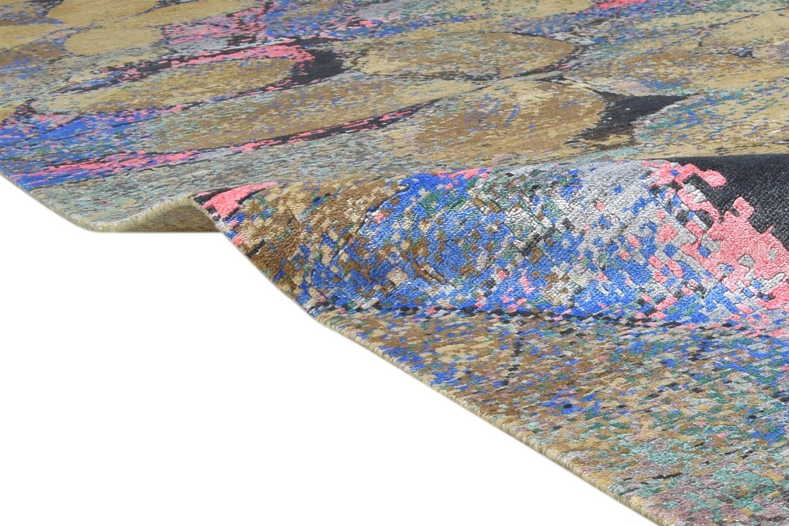 8' X 10' Rug Silk Blue Modern Hand Knotted Indian Abstract Large Carpet   7864324784277