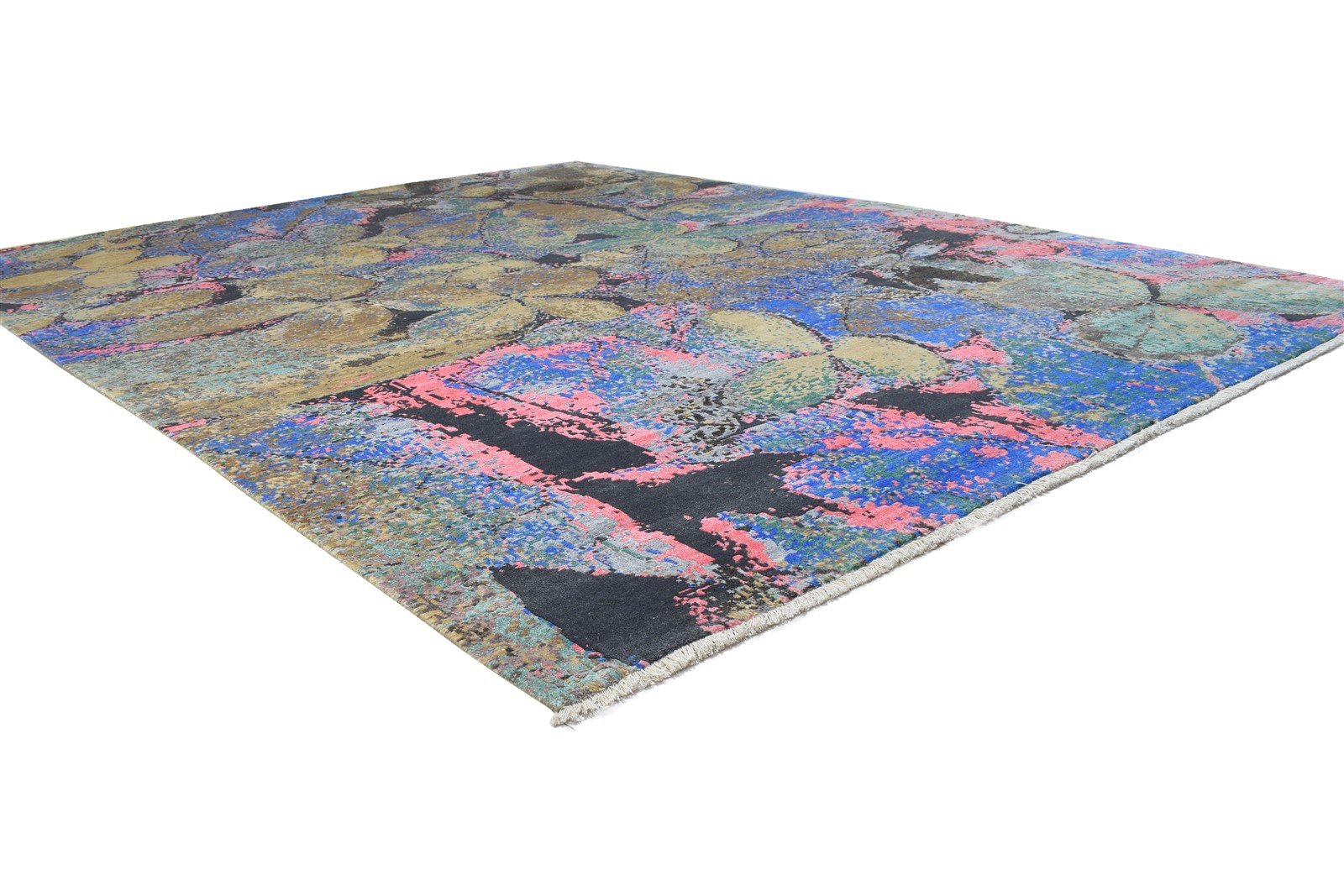 8' X 10' Rug Silk Blue Modern Hand Knotted Indian Abstract Large Carpet   7864324784277