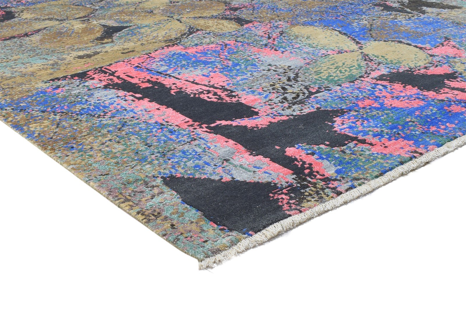 8' X 10' Rug Silk Blue Modern Hand Knotted Indian Abstract Large Carpet   7864324784277