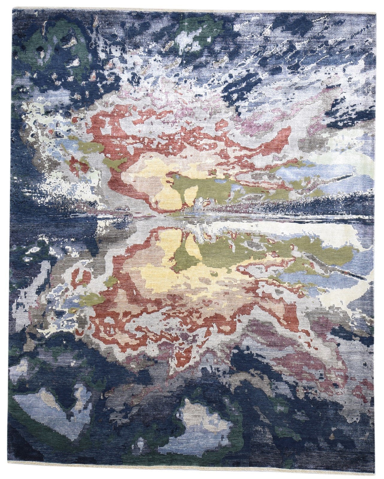 8' X 10' Rug Silk Charcoal Modern Hand Knotted Indian Abstract Large Carpet   7864324620437
