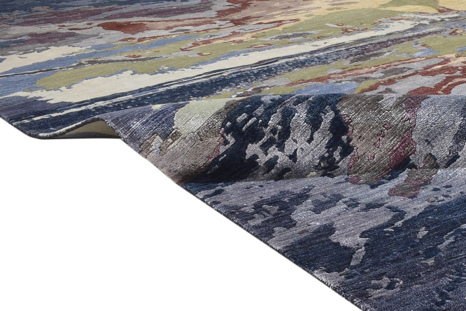 8' X 10' Rug Silk Charcoal Modern Hand Knotted Indian Abstract Large Carpet   7864324620437
