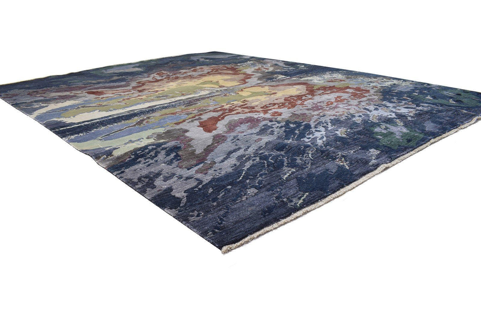 8' X 10' Rug Silk Charcoal Modern Hand Knotted Indian Abstract Large Carpet   7864324620437