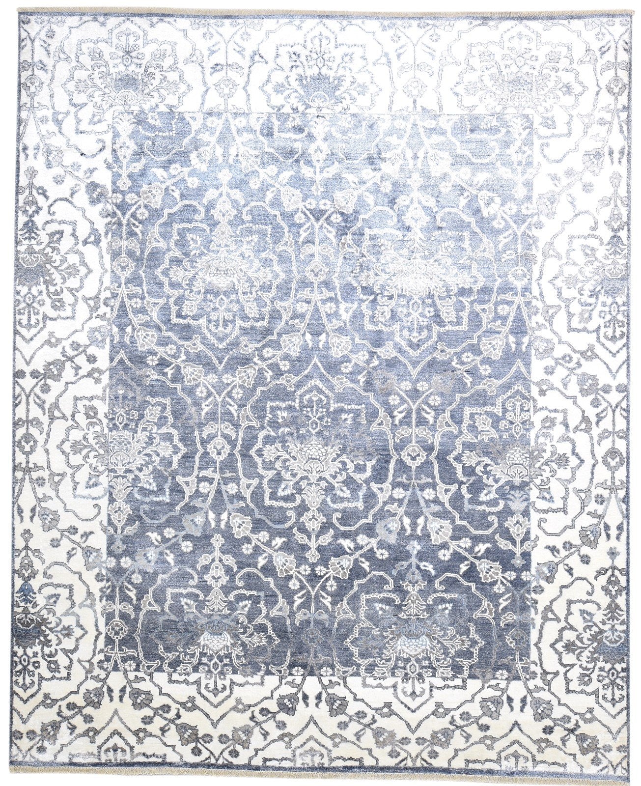 8' X 10' Rug Silk Charcoal Persian Hand Knotted Mughal Oriental Large Carpet   7864191352981