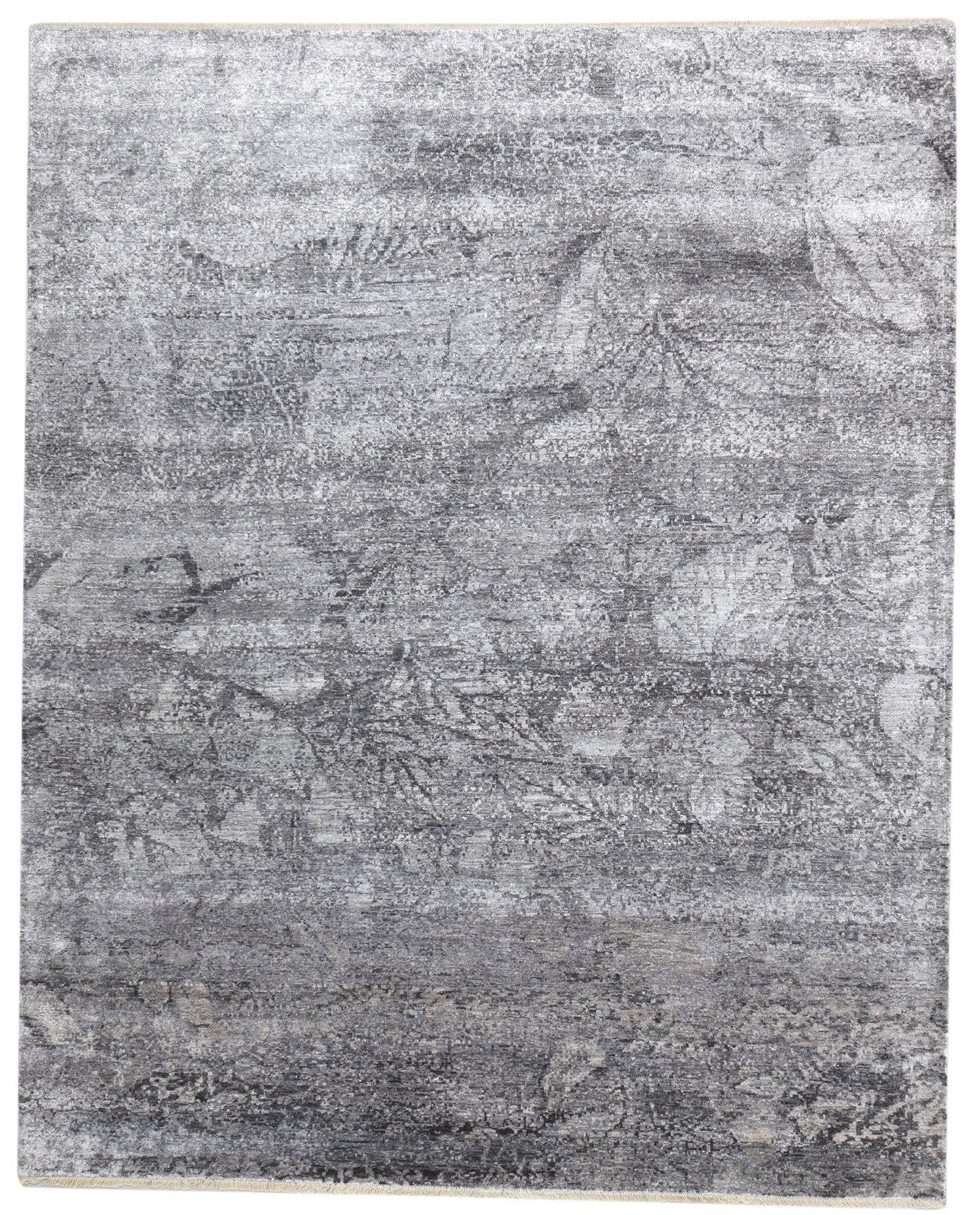 8' X 10' Rug Silk Dark Grey Modern Hand Knotted Indian Abstract Large Carpet   7864325275797