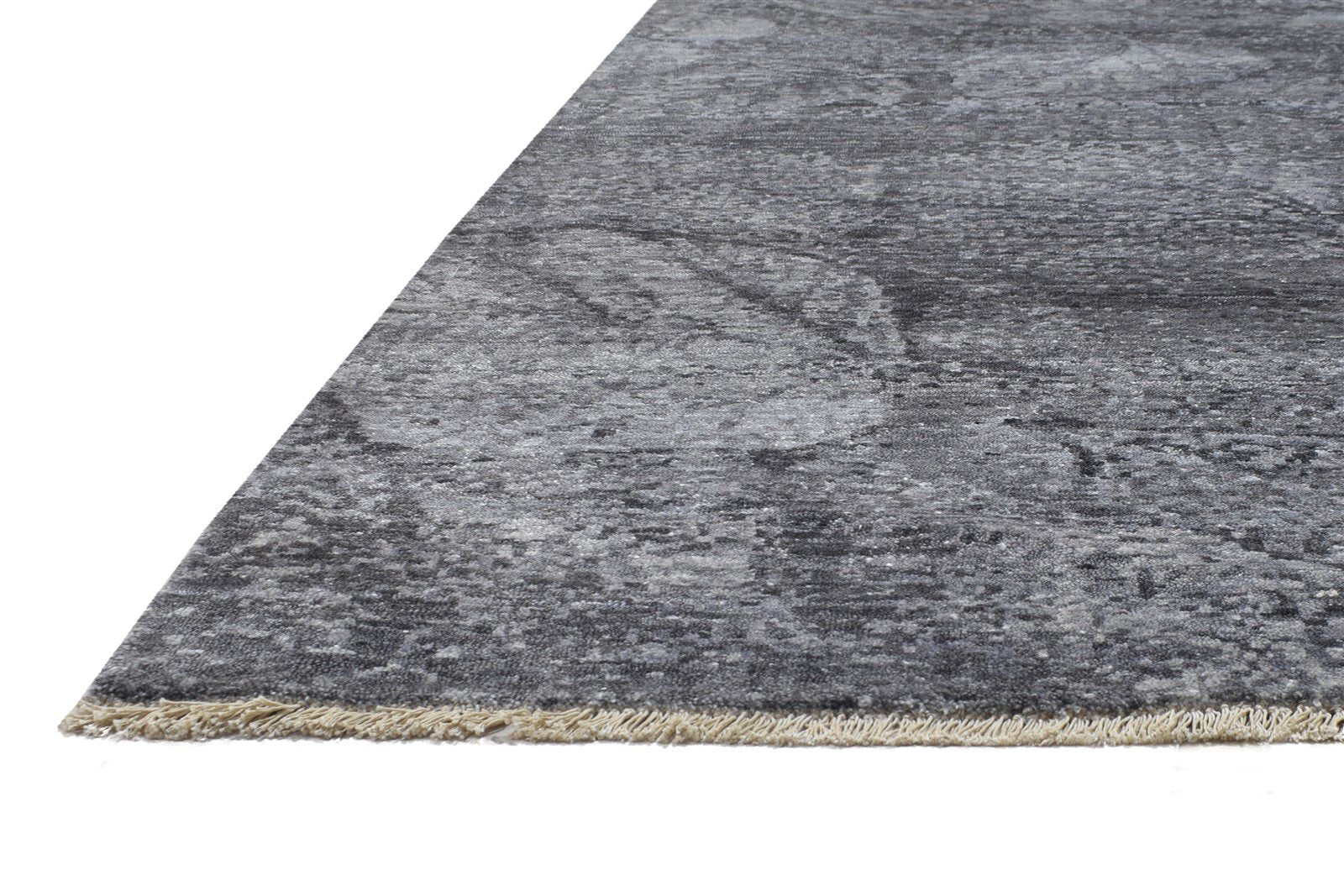 8' X 10' Rug Silk Dark Grey Modern Hand Knotted Indian Abstract Large Carpet   7864325275797