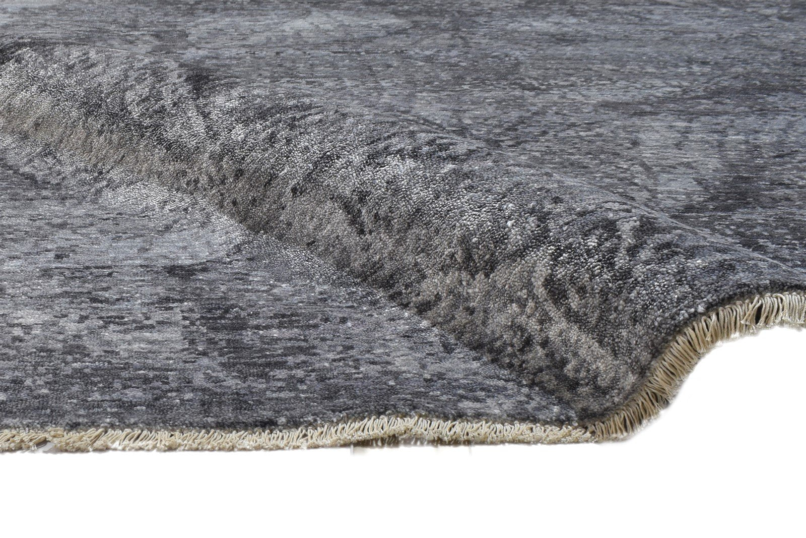 8' X 10' Rug Silk Dark Grey Modern Hand Knotted Indian Abstract Large Carpet   7864325275797