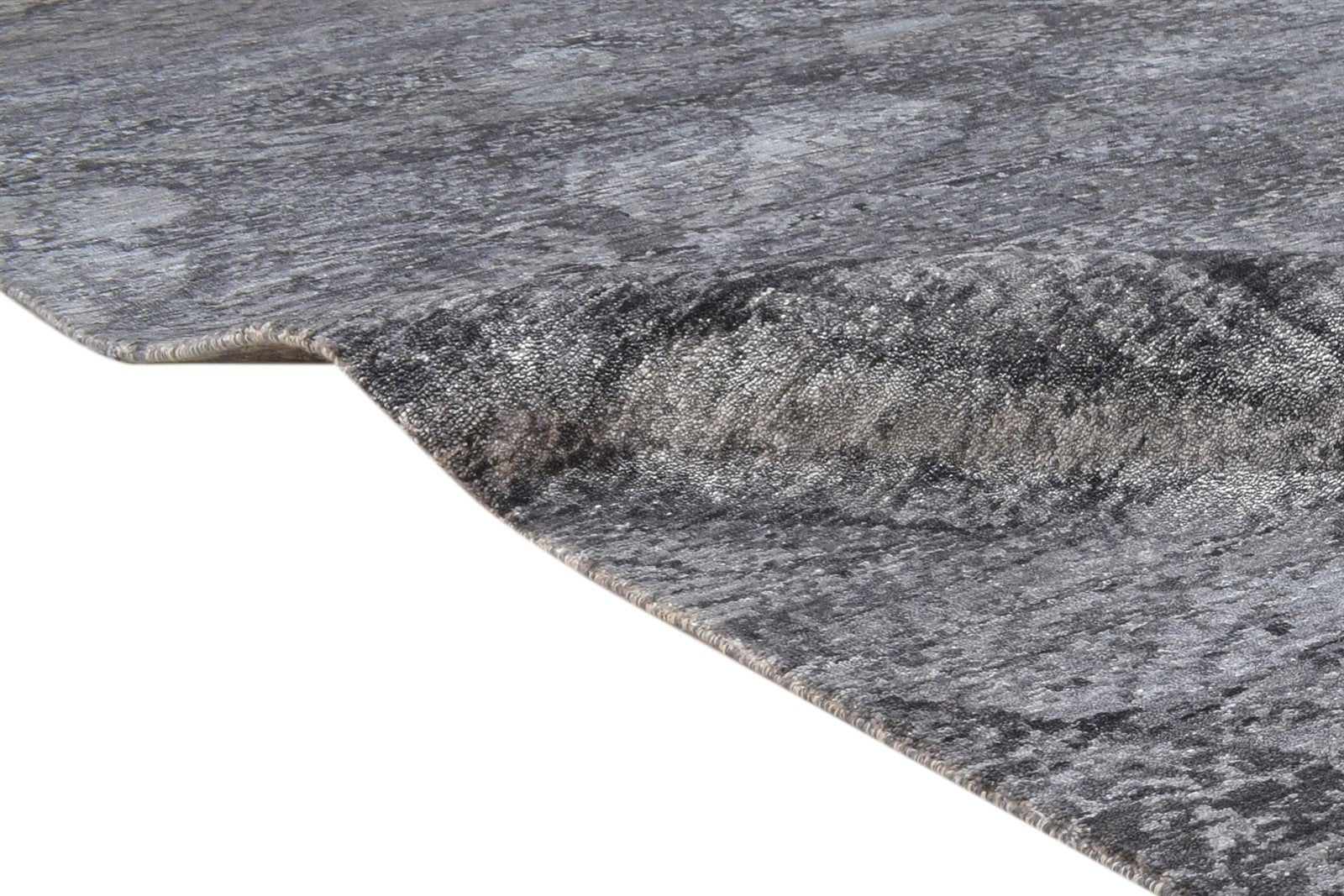 8' X 10' Rug Silk Dark Grey Modern Hand Knotted Indian Abstract Large Carpet   7864325275797