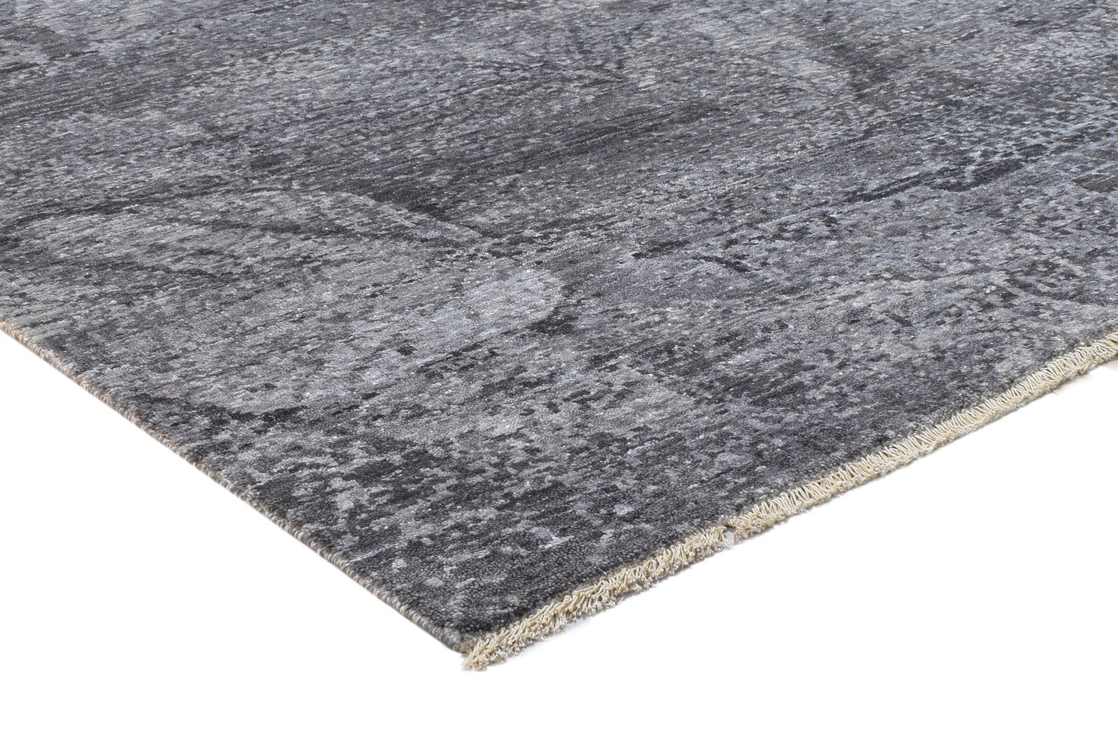 8' X 10' Rug Silk Dark Grey Modern Hand Knotted Indian Abstract Large Carpet   7864325275797