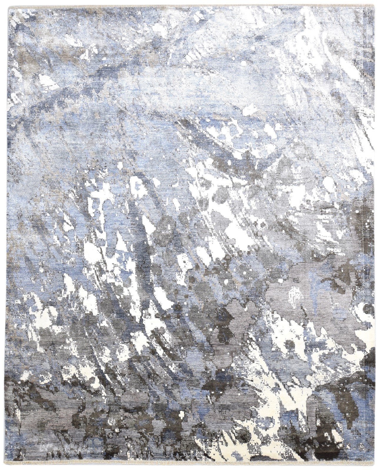 8' X 10' Rug Silk Grey Modern Hand Knotted Indian Abstract Large Carpet   7864320327829