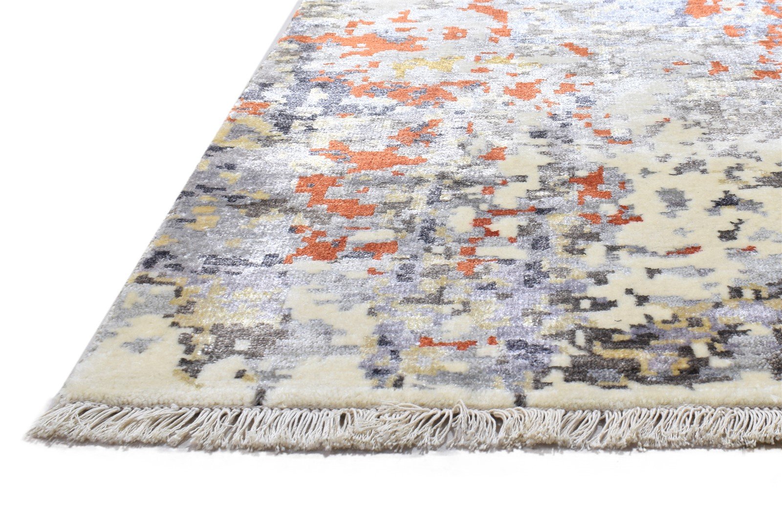 8' X 10' Rug Silk Grey Modern Hand Knotted Indian Abstract Large Carpet   7864319574165