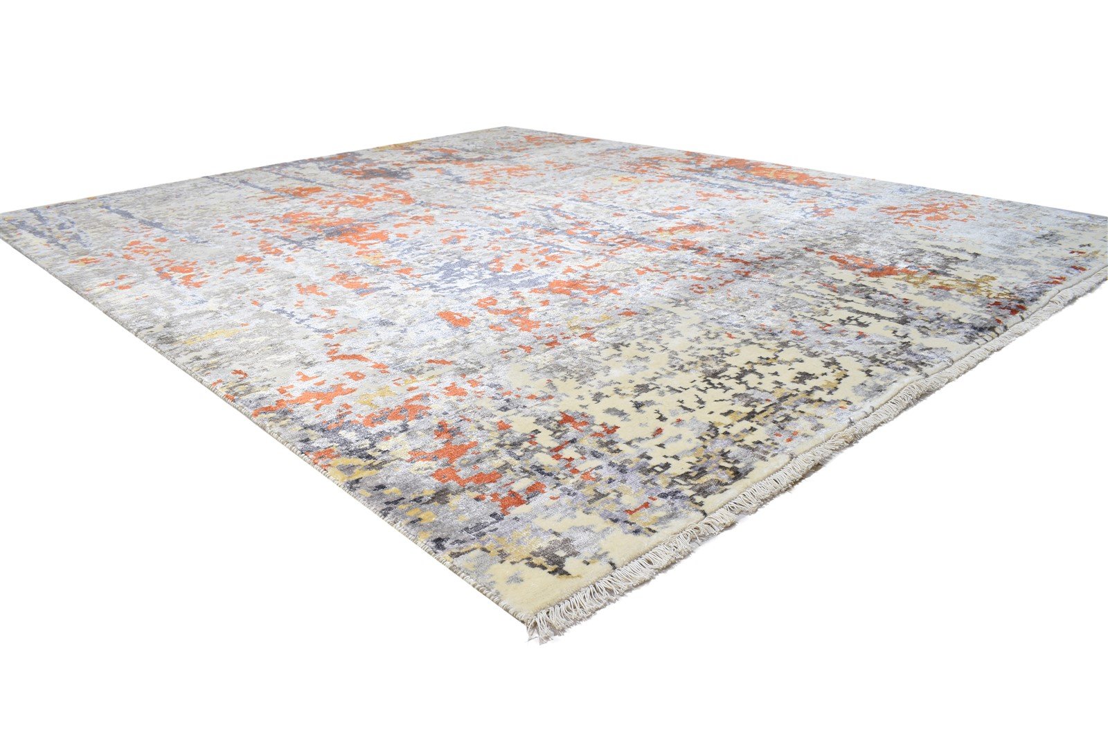 8' X 10' Rug Silk Grey Modern Hand Knotted Indian Abstract Large Carpet   7864319574165