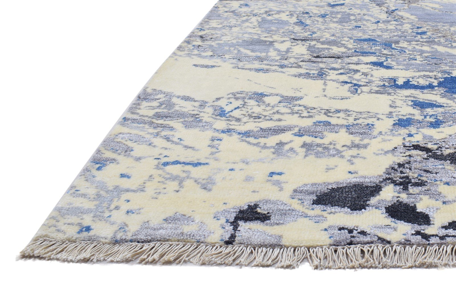 8' X 10' Rug Silk Grey Modern Hand Knotted Indian Abstract Large Carpet   7864320065685