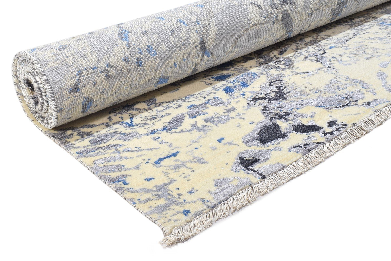 8' X 10' Rug Silk Grey Modern Hand Knotted Indian Abstract Large Carpet   7864320065685