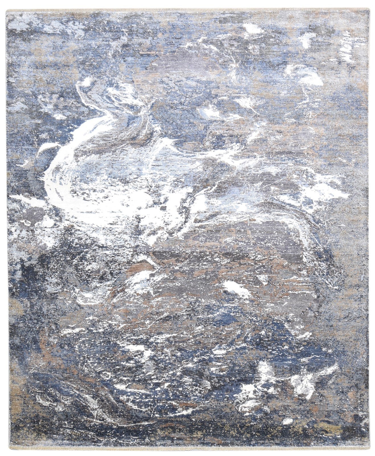 8' X 10' Rug Silk Grey Modern Hand Knotted Indian Abstract Large Carpet   7864325079189