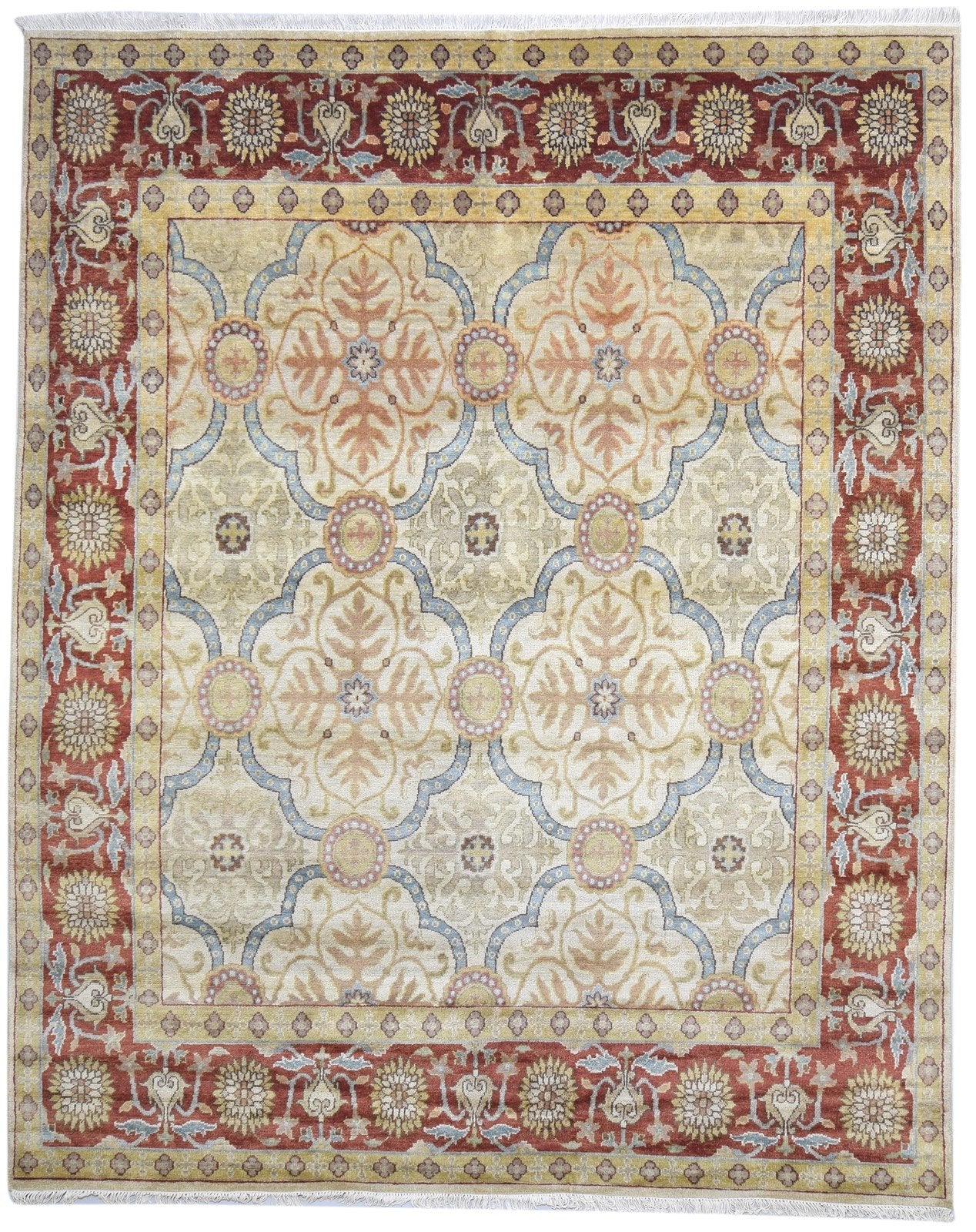 8' X 10' Rug Wool Beige Persian Hand Knotted Mughal Oriental Large Carpet   7864346443925