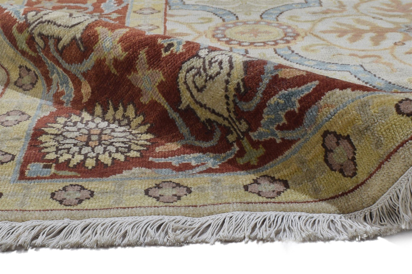 8' X 10' Rug Wool Beige Persian Hand Knotted Mughal Oriental Large Carpet   7864346443925