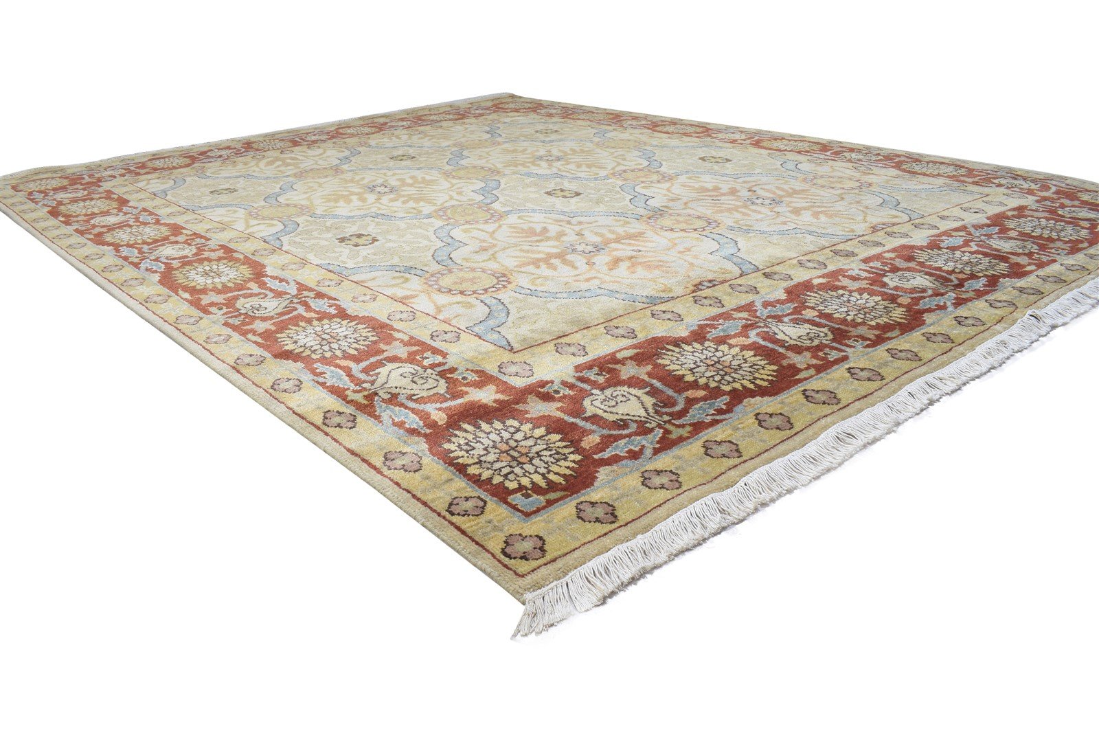 8' X 10' Rug Wool Beige Persian Hand Knotted Mughal Oriental Large Carpet   7864346443925